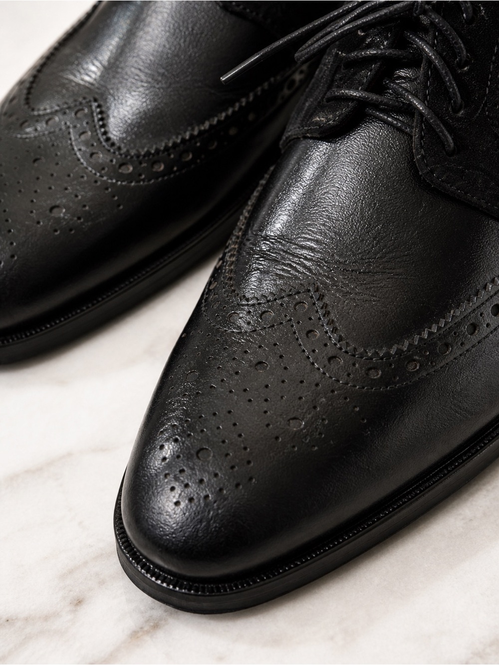 Carlos Santana Black Wingtip Oxford Dress Shoes Men’s Size 11 Brogue Lace Up - Picture 5 of 11